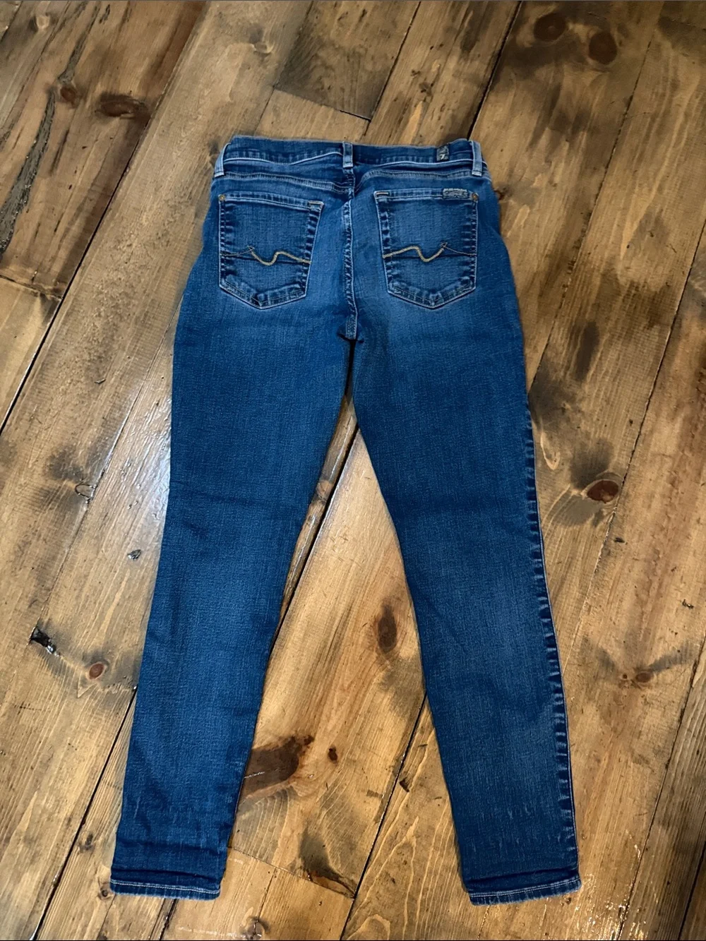 7 For All Mankind Dark Blue Skinny Distressed Jeans
